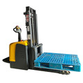 2 ton battery powered standing forklift electric pallet stacker